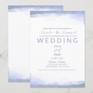 Periwinkle Purple Watercolor Modern Chic Wedding Invitation
