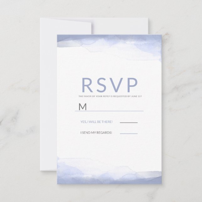 Periwinkle Purple Watercolor Modern Wedding RSVP (Front)