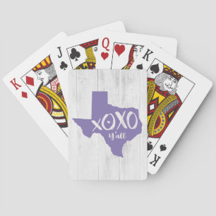 Periwinkle Purple XOXO, Y'all - Texas State Shape Playing Cards