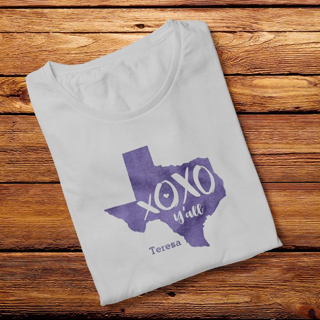 Periwinkle Purple XOXO, Y'all - Texas State Shape T-Shirt (Creator Uploaded)