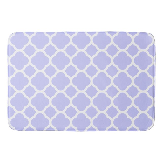 Periwinkle Quatrefoil Pattern Bath Mat (Front)