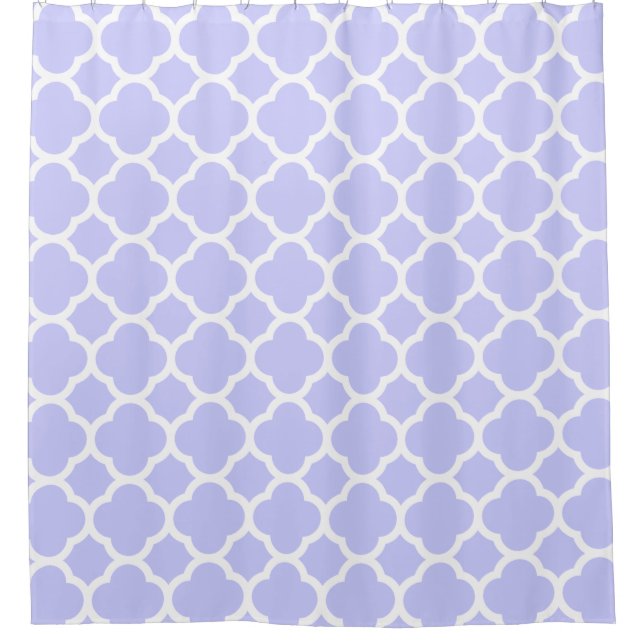Periwinkle Quatrefoil Pattern Shower Curtain (Front)