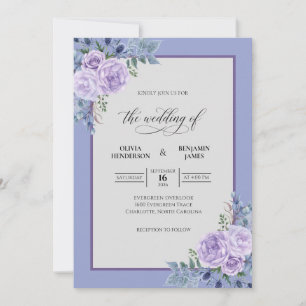 Periwinkle Ranunculus Sage Wedding Invitation