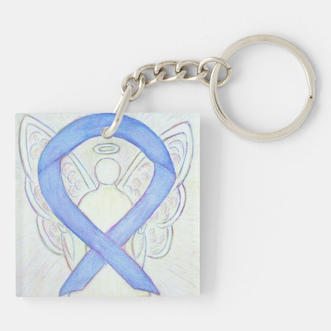 Periwinkle Ribbon Angel Custom Art Keychains (Back)