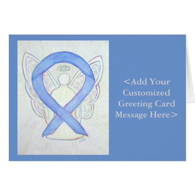 Periwinkle Ribbon Angel Personalised Cards (Front Horizontal)