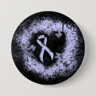Periwinkle Ribbon Grunge Heart 7.5 Cm Round Badge