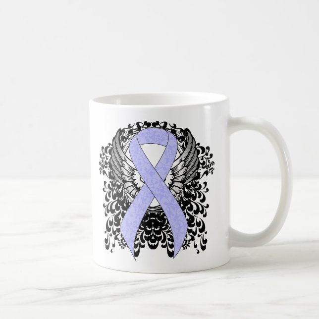 Periwinkle Ribbon with Wings Coffee Mug (Right)