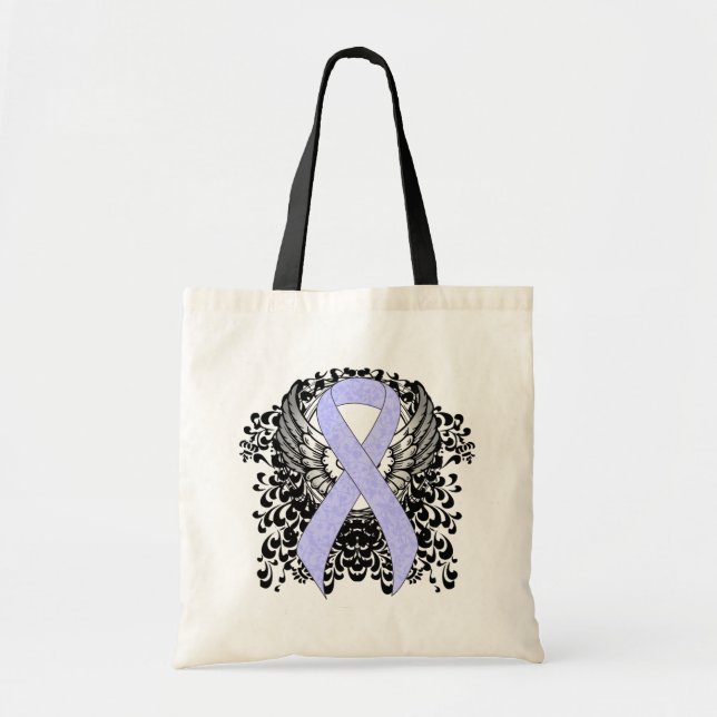 Periwinkle Ribbon with Wings Tote Bag (Front)