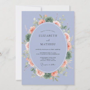 Periwinkle Sage Succulent Eucalyptus Wedding Invitation