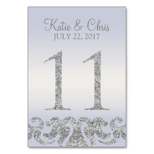 Periwinkle Silver Glitter Look Table Numbers-11 Table Number