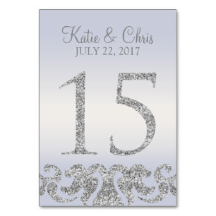 Periwinkle Silver Glitter Look Table Numbers-15 Number