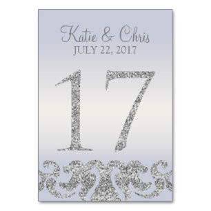 Periwinkle Silver Glitter Look Table Numbers-17 Table Number