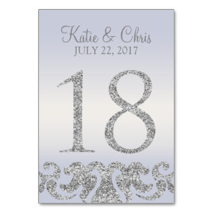 Periwinkle Silver Glitter Look Table Numbers-18 Table Number