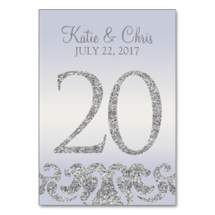 Periwinkle Silver Glitter Look Table Numbers-20 Table Number