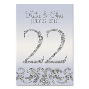 Periwinkle Silver Glitter Look Table Numbers-22 Table Number