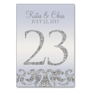 Periwinkle Silver Glitter Look Table Numbers-23 Table Number