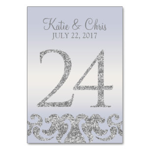 Periwinkle Silver Glitter Look Table Numbers-24 Table Number