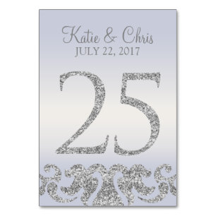 Periwinkle Silver Glitter Look Table Numbers-25 Table Number