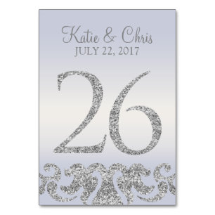 Periwinkle Silver Glitter Look Table Numbers-26 Table Number
