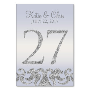 Periwinkle Silver Glitter Look Table Numbers-27 Table Number
