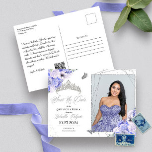 Periwinkle Silver Tiara Quinceañera Photo Postcard