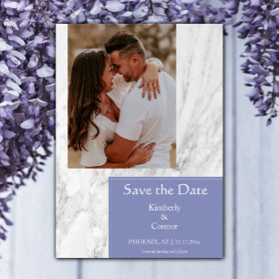 Periwinkle Simple Marbled Photo Save The Date