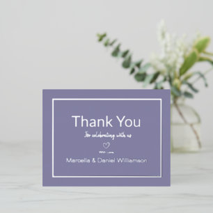 Periwinkle Simple Wedding Thank You Foil Invitation Postcard