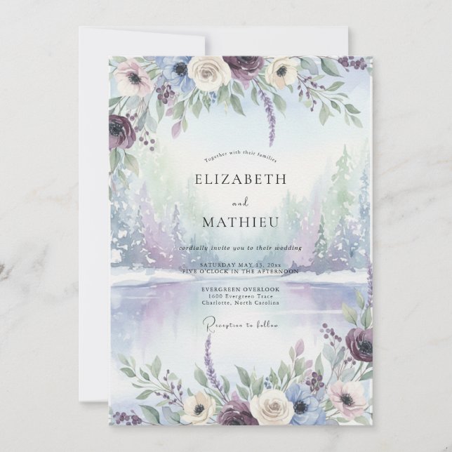 Periwinkle Slate Watercolor Wedding Invitation (Front)