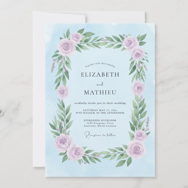 Periwinkle Soft Bloom Wedding Invitation (Front)