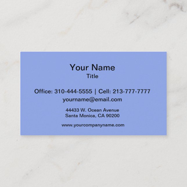 Periwinkle Solid Colour Business Card (Back)