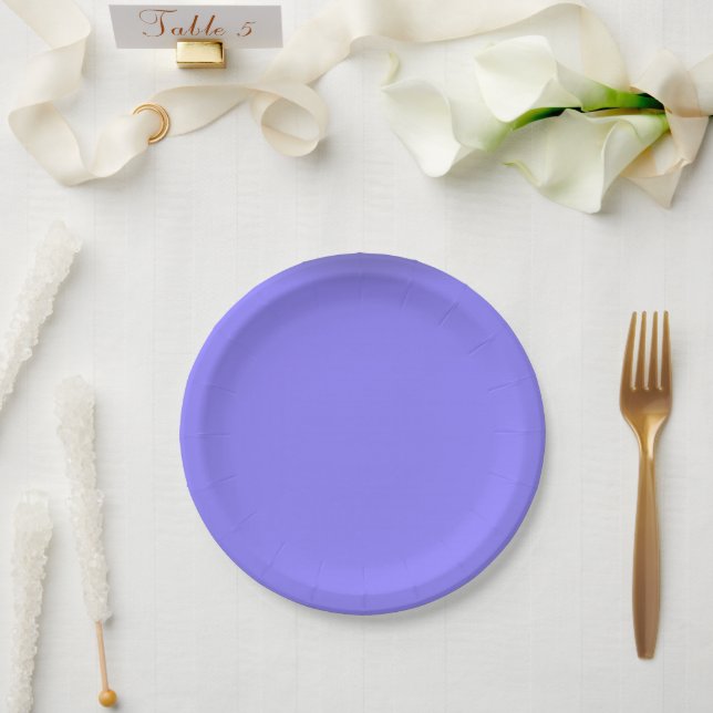 Periwinkle, solid colour, paper plate (Wedding)