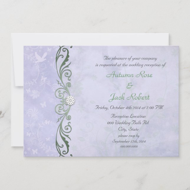 Periwinkle Spring Floral Wedding Reception Invitation (Front)