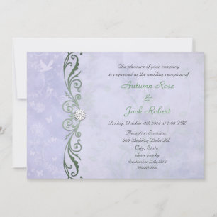 Periwinkle Spring Floral Wedding Reception Invitation