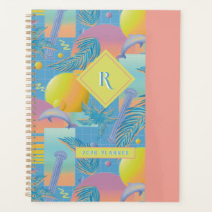 Periwinkle Summer Vaporwave Sunset and Palm Trees Planner