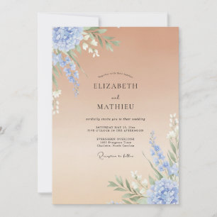 Periwinkle Tan Painted Wedding Invitation