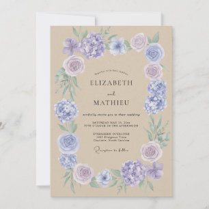 Periwinkle Tan Vine Wedding Invitation