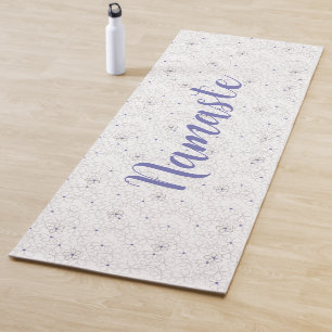 Periwinkle Taupe White Flowers Yoga Mat