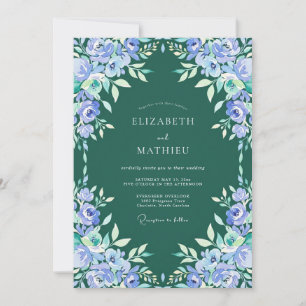 Periwinkle Teal Painted Wedding Invitation