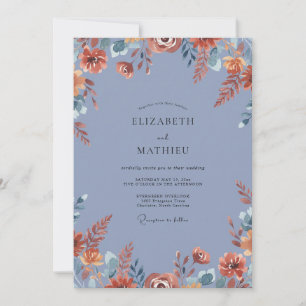 Periwinkle Terracotta Painted Wedding Invitation