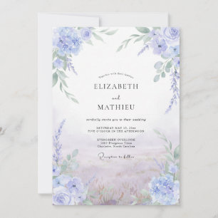 Periwinkle Violet Wisteria Wedding Invitation