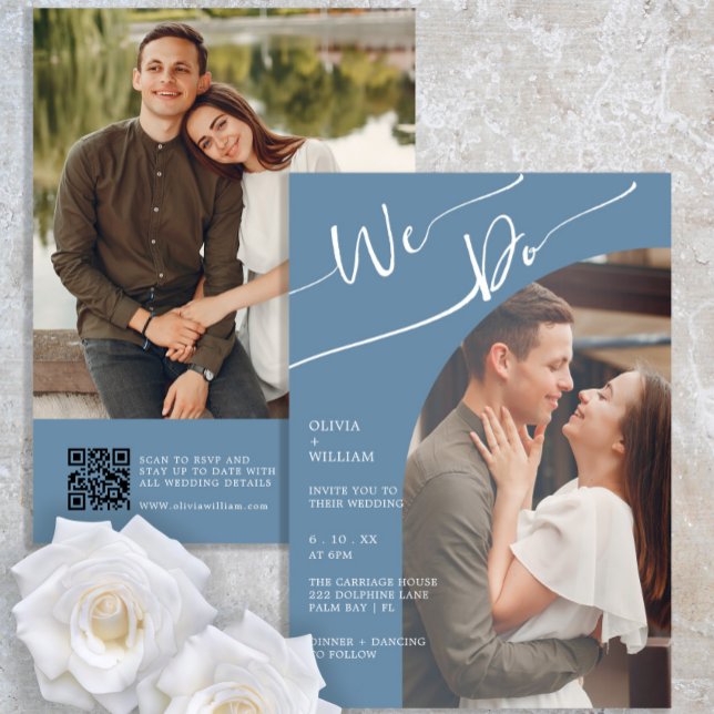 Periwinkle We Do Wedding Photo Invitation (Creator Uploaded)