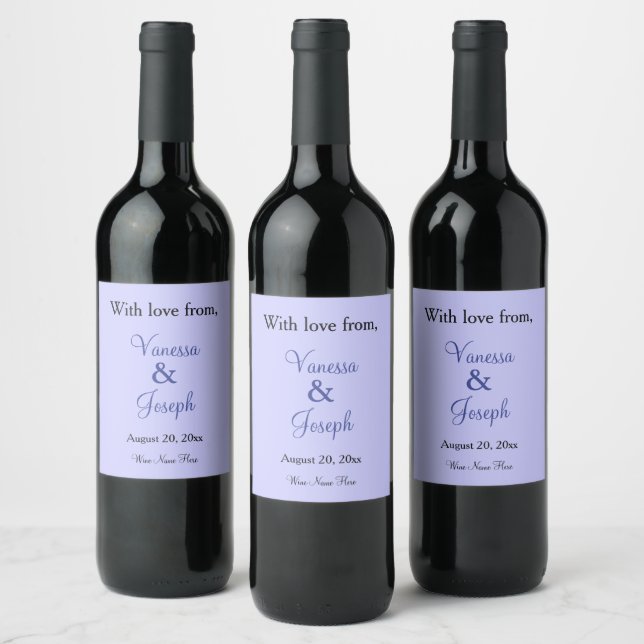 Periwinkle Wedding Thank You Favours Wine Label (Bottles)