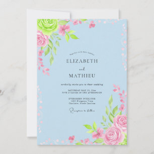 Periwinkle Whimsical Bloom Wedding Invitation