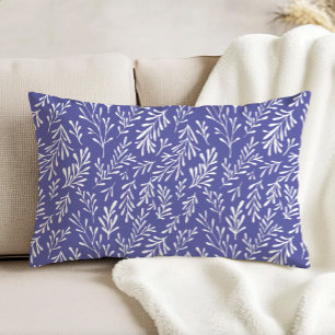 Periwinkle Whimsical Foliage Pattern Decorative Cushion