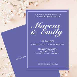 Periwinkle & White Modern Minimalist Wedding Invitation