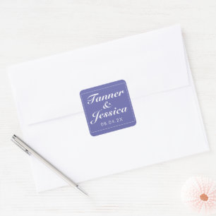 Periwinkle & White Modern Minimalist Wedding  Square Sticker