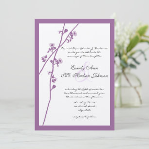 Periwinkle Wild Flower Branch Wedding Invitation