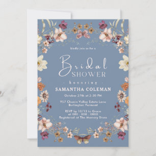 Periwinkle Wildflower Boho Pastel Bridal Shower Invitation