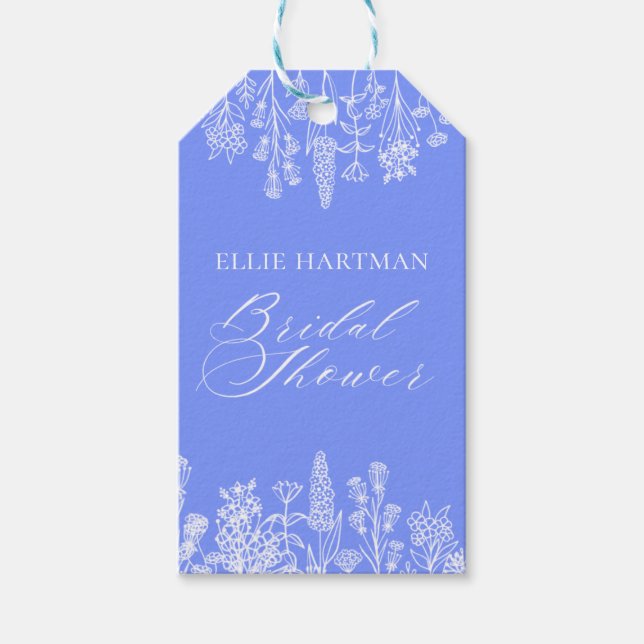 Periwinkle Wildflower Bridal Shower  Gift Tags (Front)