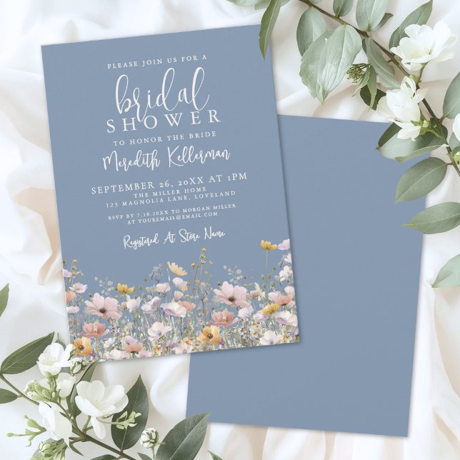 Periwinkle Wildflower Bridal Shower Invitation (Periwinkle Wildflower Bridal Shower Invitation)